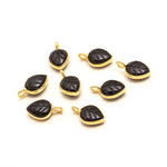 Load image into Gallery viewer, Natural Black Onyx Leaf Shape Pendant 15mm, 925 Sterling Silver Gold Plated Black Charms For Jewelry