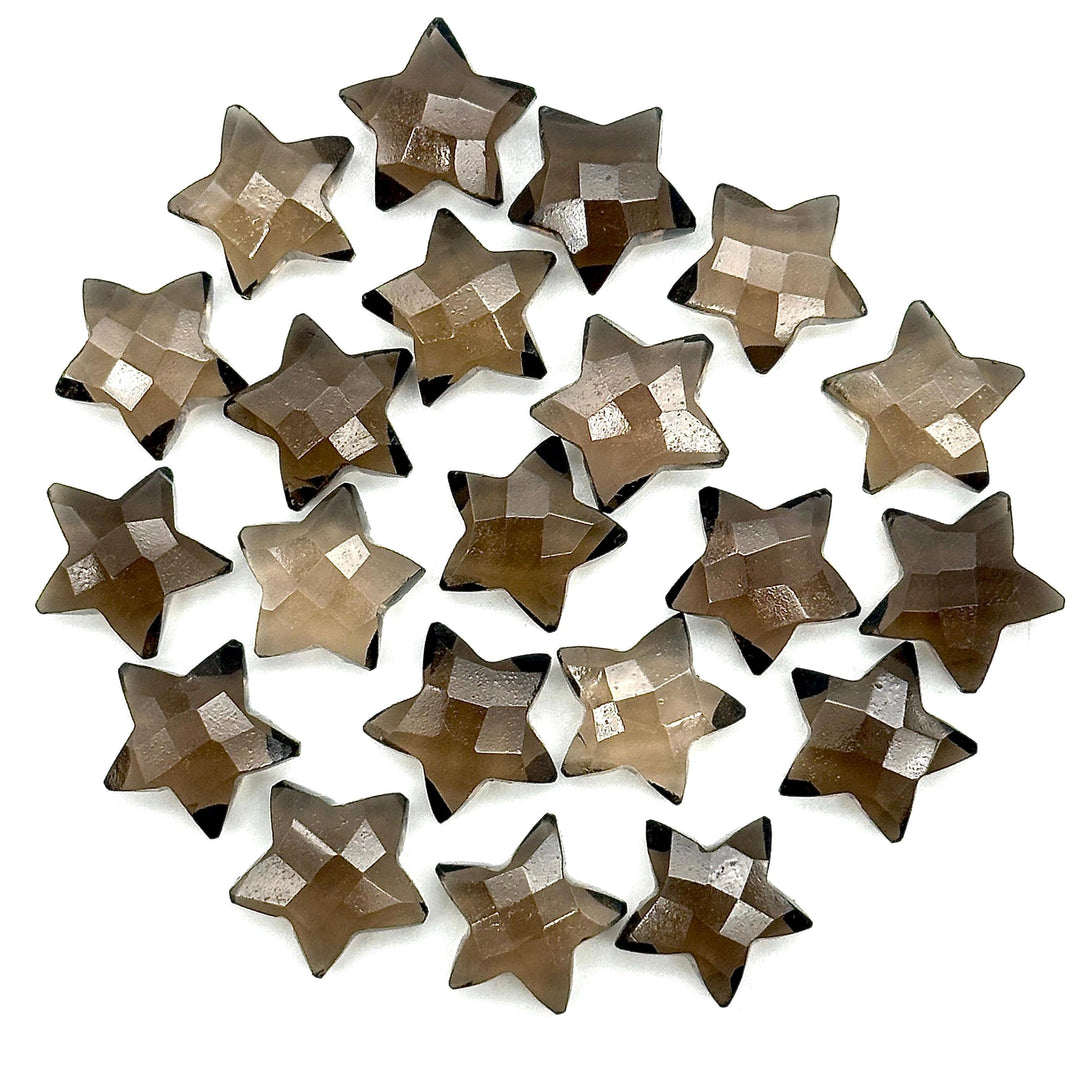 Natural Smokey Quartz Star Shape Briolettes, Smokey Quartz Faceted Star Shape Beads, Fancy Star Stones for Jewelry Making, 15 MM Brown Stars