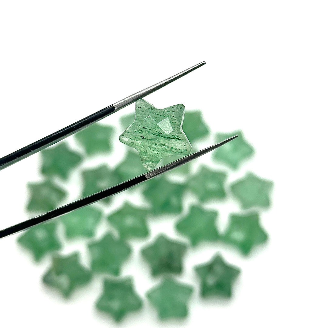 Green Strawberry Quartz Star Shape Briolettes, AAA Strawberry Faceted Star Charms, Wholesale Loose Beads for Jewelry, 12 MM, Hand Carved