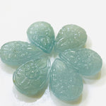Load image into Gallery viewer, 1,2,3,4,5,6 pcs 100% Natural Aquamarine Pear Shape Carved Gemstone, Pear Shape Carving, Carved Gemstone For Jewellery 17.7X12.4 mm