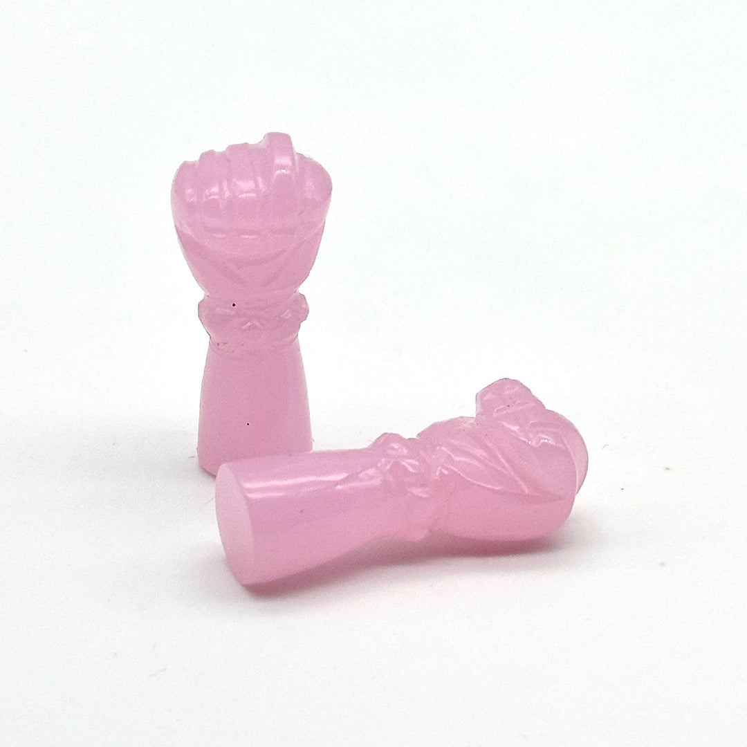 Amazing Pink Chalcedony Hand Shape Carving, Handmade Punch Shape Stone, 27 MM Loose Hand Fist Charm For Jewelry Making, Hamsa Charms Beads