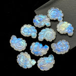 Load image into Gallery viewer, AAA+ Natural Rainbow Moonstone Carved Shell Beads, Hand Carved Snail Shell Shape Gemstone, 16 MM Flashy White Seashell Charms For Jewelry