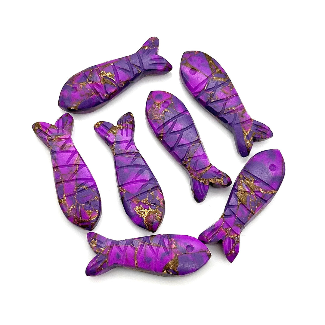 Mohave Purple Turquoise Fish Carving: Gemstone Jewelry Charm