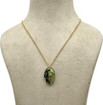 Load image into Gallery viewer, Natural Labradorite Hamsa Necklace, Blue Flashy Gemstone Hamsa Necklace For Gift, Reiki Healing Jewelry, Flashy Labradorite Necklace