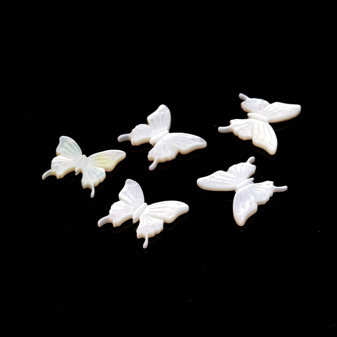 Hand Carved Mother of Pearl Butterfly Beads, 18mm Jewelry Charms