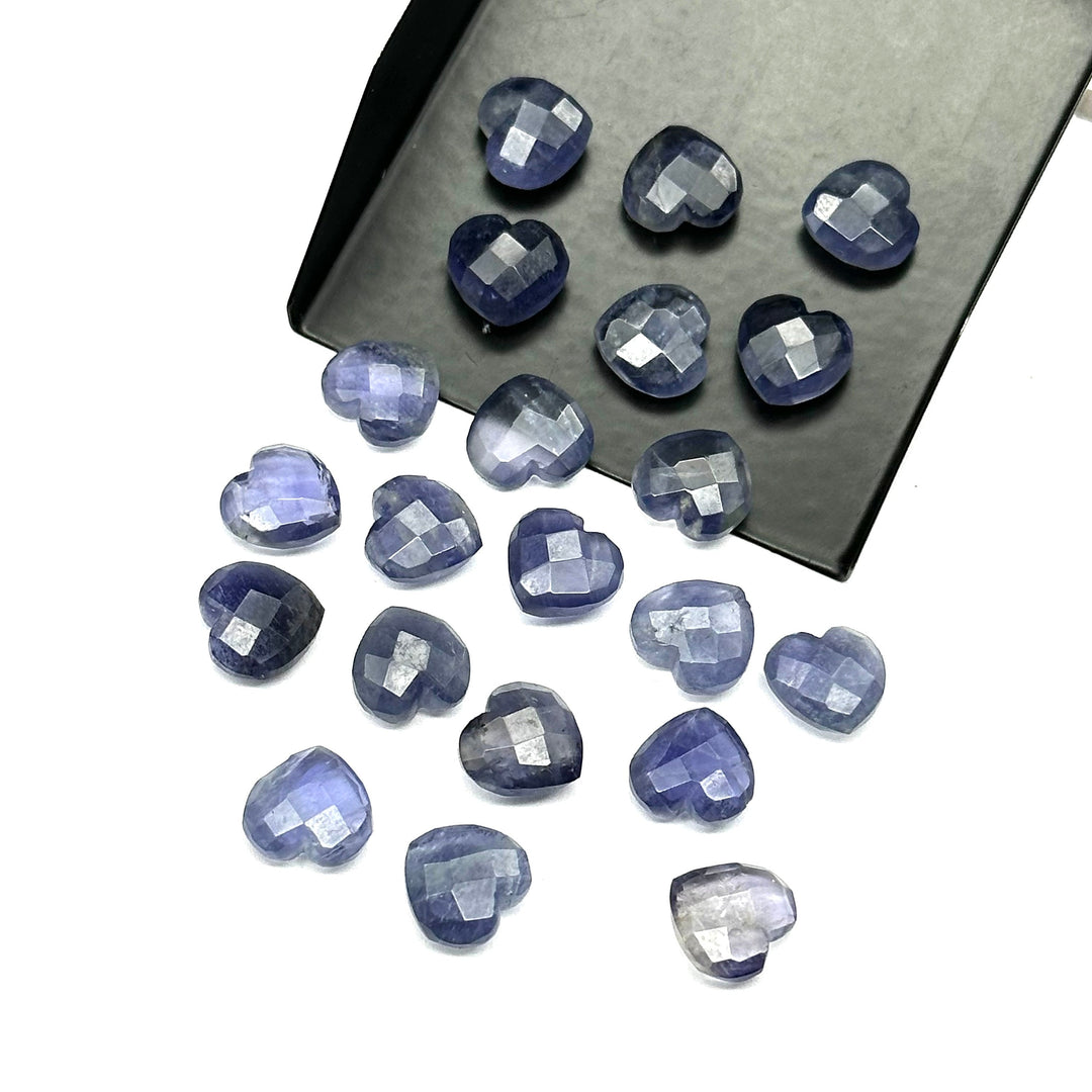 Natural Iolite Heart Shape Gemstone Beads, Faceted Heart Shape Briolette's Beads, 10 MM Iolite Beads Loose Gemstone Charms For Jewelry