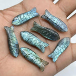 Load image into Gallery viewer, Labradorite Fish Carving: Flashy Handmade Gemstone Briolette for Jewelry (30x10 MM), Natural Crystal Fish Gifts