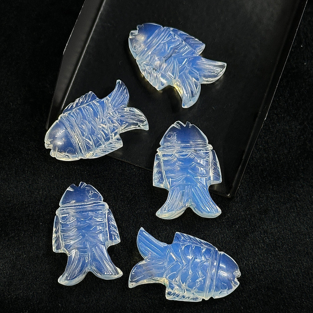 Natural Opalite Fish Carving Gemstone, Hand Carved Fish Shape Gemstone, Opalite Crystal 17X26 MM, Carved Opalite Fish Charm Best For Jewelry