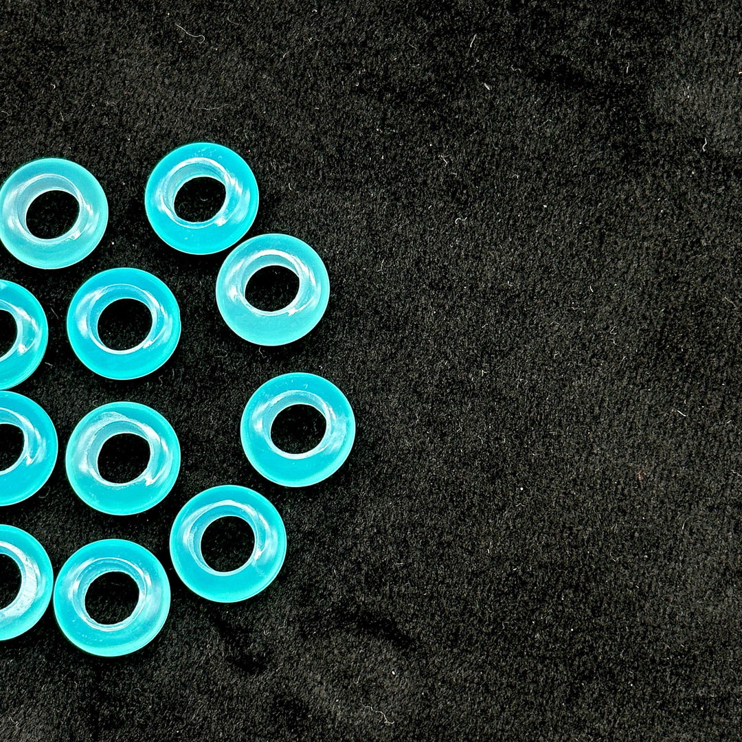 Aqua Chalcedony Donut Shape Gemstones, Aqua Chalcedony Donut Carving, Healing Gemstone Beads, 12 mm Smooth Donut Beads, Gemstone Rings