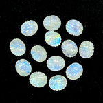 Load image into Gallery viewer, Rainbow Moonstone Scarab Beads: Handmade Carved Briolettes (10x12MM)