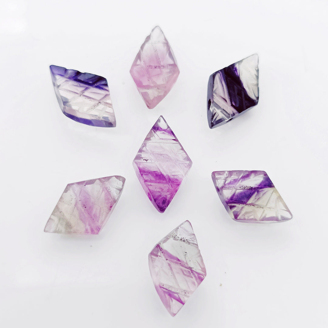 2,3,4,5,6 Pcs Natural fluoride fancy Shape Carving, Hand Carved Gemstone, backside intersection Gemstone, Carved Gemstone, 16X10mm