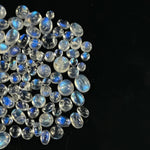 Load image into Gallery viewer, 10 pcs Natural Rainbow Moonstone Smooth Mix Shape Cabochons, Blue Rainbow Moonstone Beads, Natural Blue Fire Loose Gemstone For Jewelry
