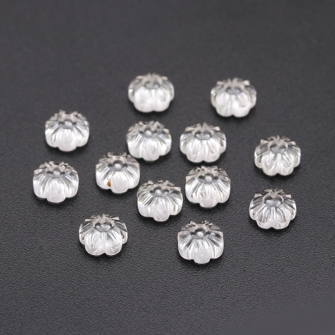 Natural Crystal Quartz Flower Shape Beads, AAA Clear Quartz Flower Gemstone For Jewelry Making, Earrings Makine Charms, Flat Back, 12 MM