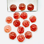 Load image into Gallery viewer, 2,3,4,5 pcs 100% Natural pink strawberry Carved Gemstone, Loose Gemstone, sunflower Shape Gemstone Jewlery, Carved Gemstone 12 mm