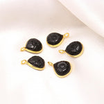 Load image into Gallery viewer, Natural Black Onyx Flower Pendant 12mm, 925 Sterling Silver Gold Plated Heart Shape Charms For Jewelry