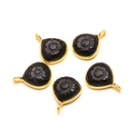 Load image into Gallery viewer, Natural Black Onyx Flower Pendant 12mm, 925 Sterling Silver Gold Plated Heart Shape Charms For Jewelry