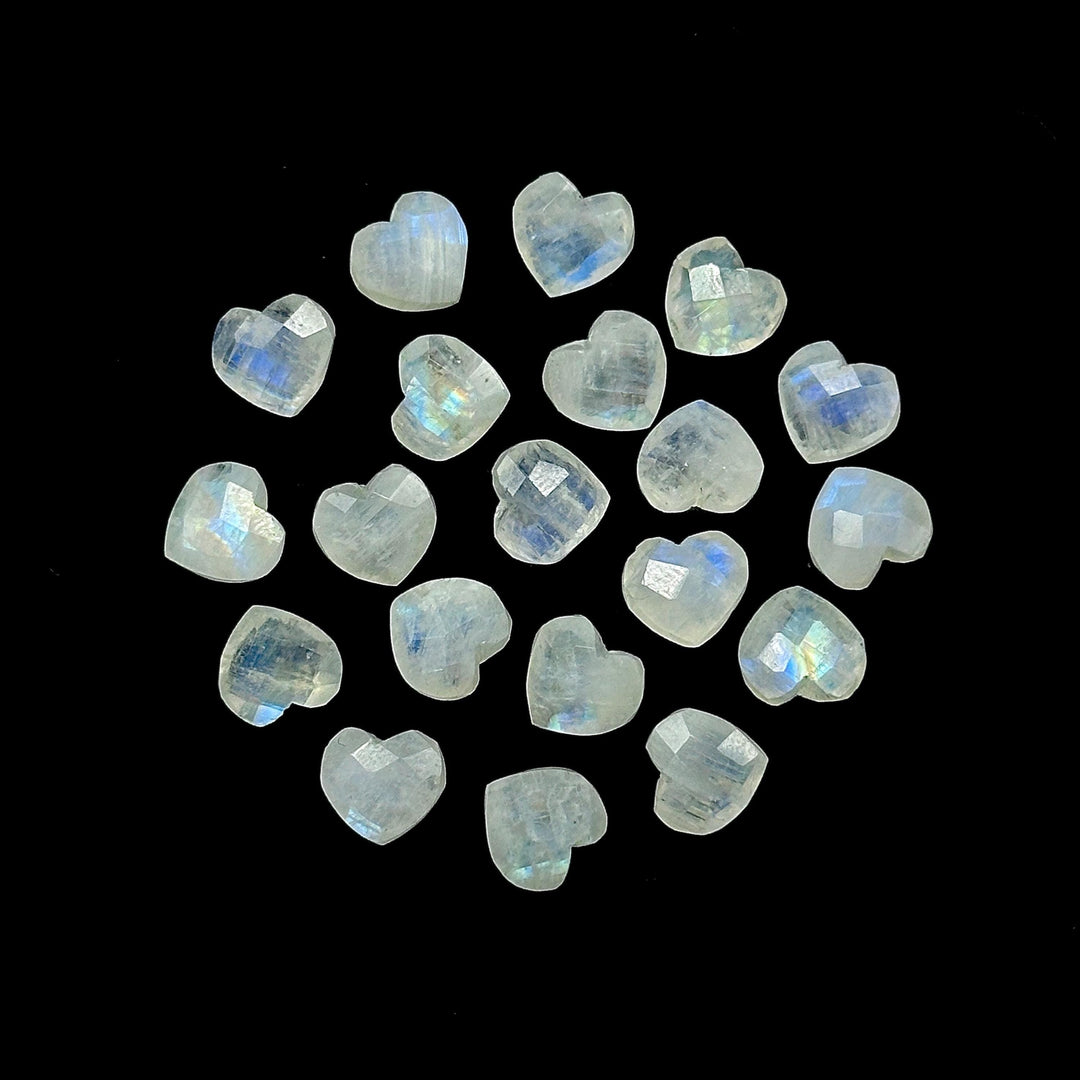 Flashy Rainbow Moonstone Heart Shape Briolette's, Faceted Heart Carving Gemstone for Jewelry Making, Blue Flash Beads, 8 MM, Heart Charms