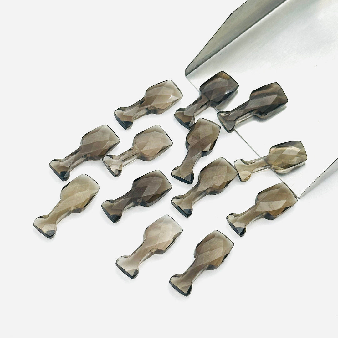 1,2,3,4,5 pcs Natural Smoky Quartz Vine Glass Shape Faceted Gemstone, New Fancy Cut Briolettes, Brown Smoky Quartz Carved Gemstone 8X20 MM