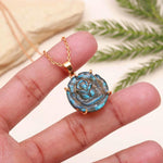 Load image into Gallery viewer, Carved Labradorite Flower Pendant, 19 mm Flower, Handmade Rose Flower Pendant, Healing Energy Gemstone Necklace For Her, Bridesmaid Gifts