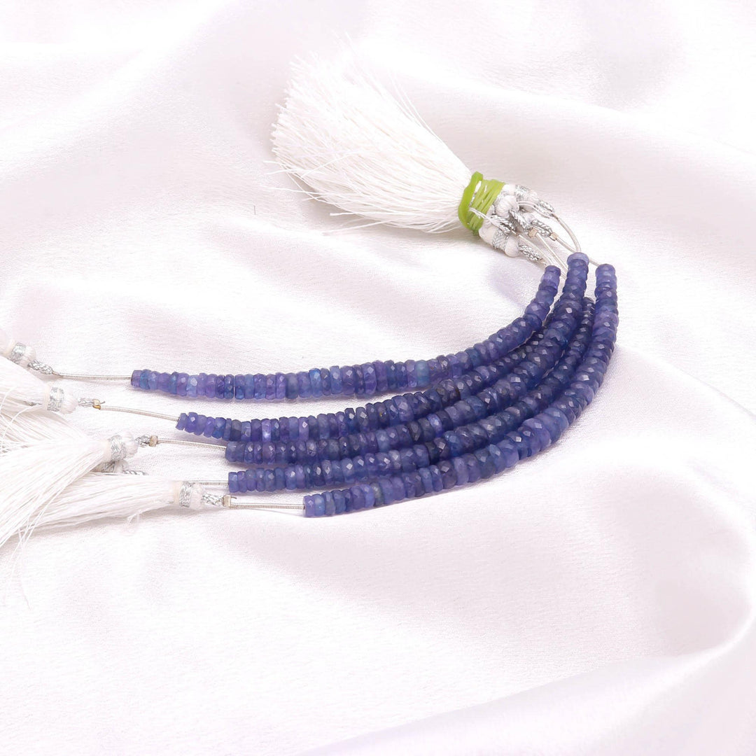 Natural Tanzanite Faceted Tyee Beads, 4 inch Purple Tanzanite Rondelle Beads, Tanzanite Gemstone Wholesale Heishi Beads For Jewelry, 5-7 MM