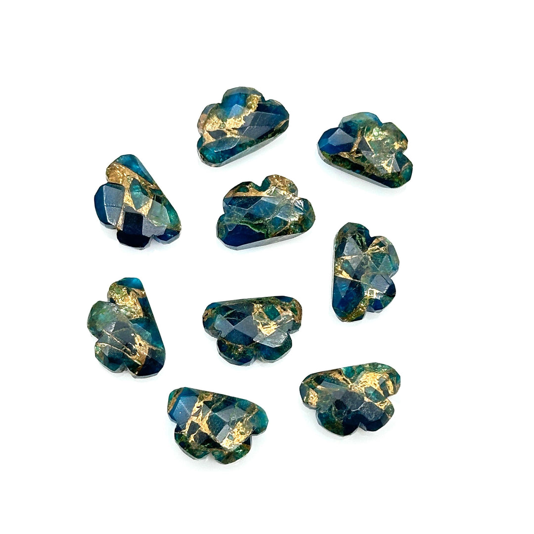 AAA Neon Turquoise Clouds Shape Beads, Blue Copper Turquoise Faceted Cloud Beads, Hand Carved Cloud Gemstone Beads For Jewelry, 12X9 MM