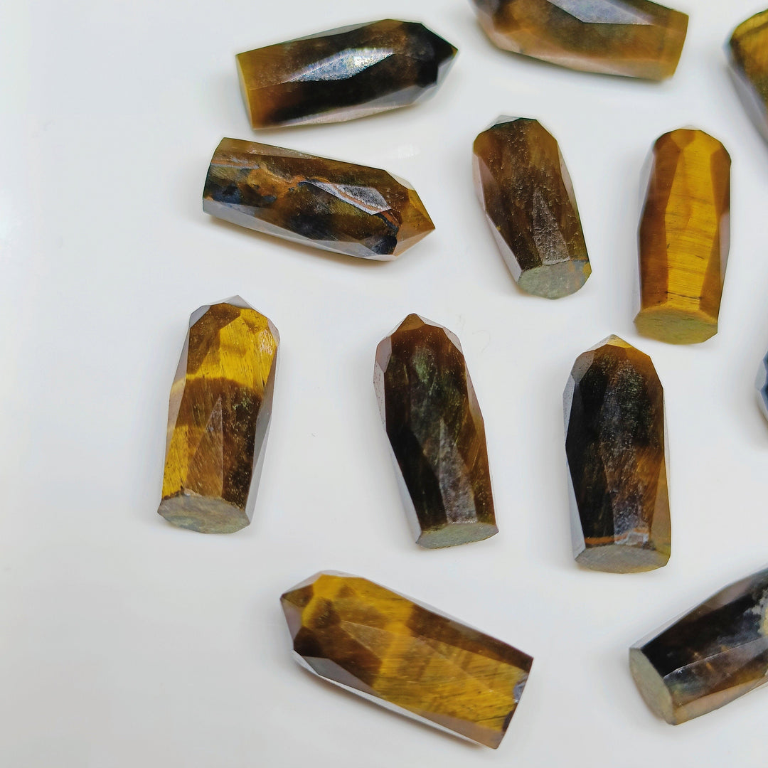 2,3,4,5 pcs Natural Tiger Eye Faceted Pencil Shape Loose Gemstone, Tiger Eye Loose Gemstone, Gemstone For Jewellery 13.5X5.5 mm