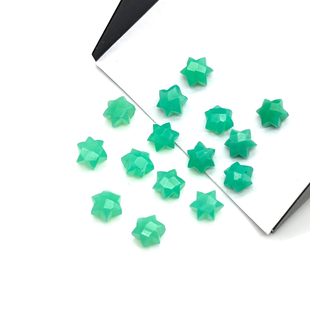 Natural Chrysoprase Little Stars, Green Chrysoprase Star Shape Beads, 6 MM Star Shape Gemstone for Jewelry, 6 Sides Carving Star Beads
