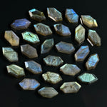 Load image into Gallery viewer, Blue Flashy Hexagon Beads, Natural Labradorite Fancy Shape Charms For Jewelry, 7X14 Geometrical Shape Gemstone Bead, Blue Fire Carving Beads