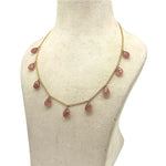 Load image into Gallery viewer, Amazing Pink Strawberry Pear Shape Beads Necklace, Faceted Drop Chain Necklace, Natural Gemstone Chain Jewelry, Necklace For Women's