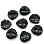 Load image into Gallery viewer, Natural Black Onyx Carved Shell Shape Beads, 12 MM Shell Beads, Carved Gemstone, Seashell Charm Gemstone, Hand Carved Beads, Onyx Charms
