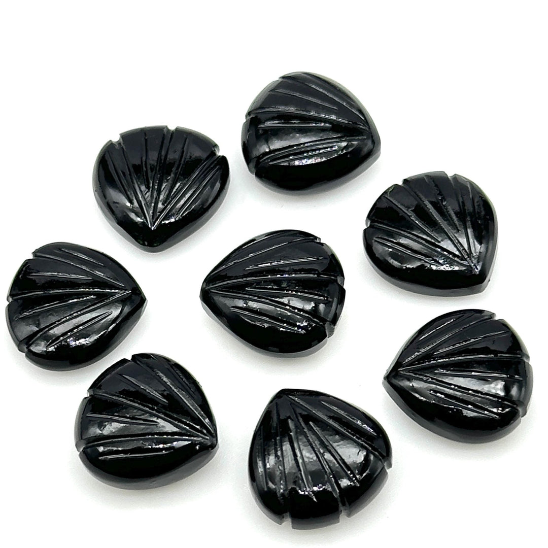 Natural Black Onyx Carved Shell Shape Beads, 12 MM Shell Beads, Carved Gemstone, Seashell Charm Gemstone, Hand Carved Beads, Onyx Charms