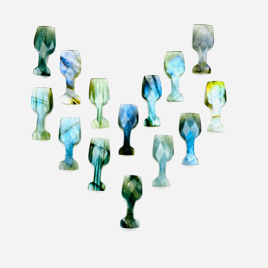 1,2,3,4,5 pcs Natural Labradorite Wine Glass Shape Carved Gemstone, New Designer Flashy Briolettes, Blue Fire Labradorite Carving 8X20 MM