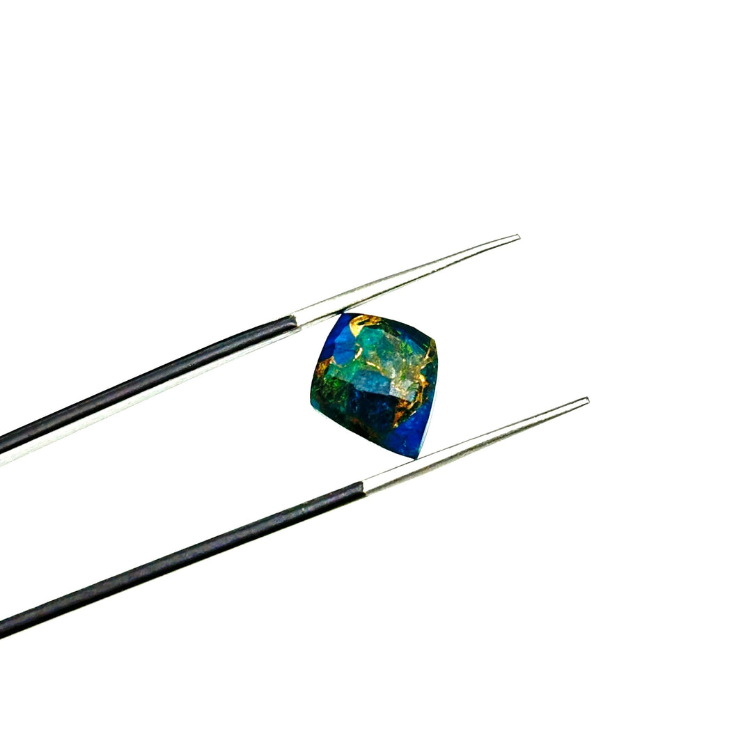 Neon Blue Copper Turquoise Leaf Beads, Faceted Briolette (10x12 mm)