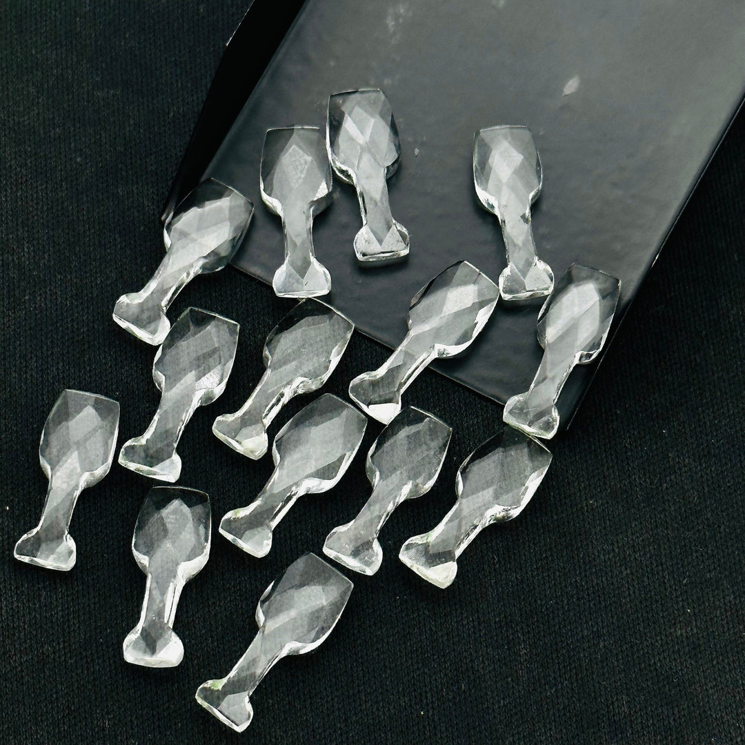 1,2,3,4,5 pcs Pretty Crystal Quartz Wine Glass Shape Carved Gemstone, New Designer Gemstone, Crystal Glass Shape Faceted Briolettes 8X20 MM