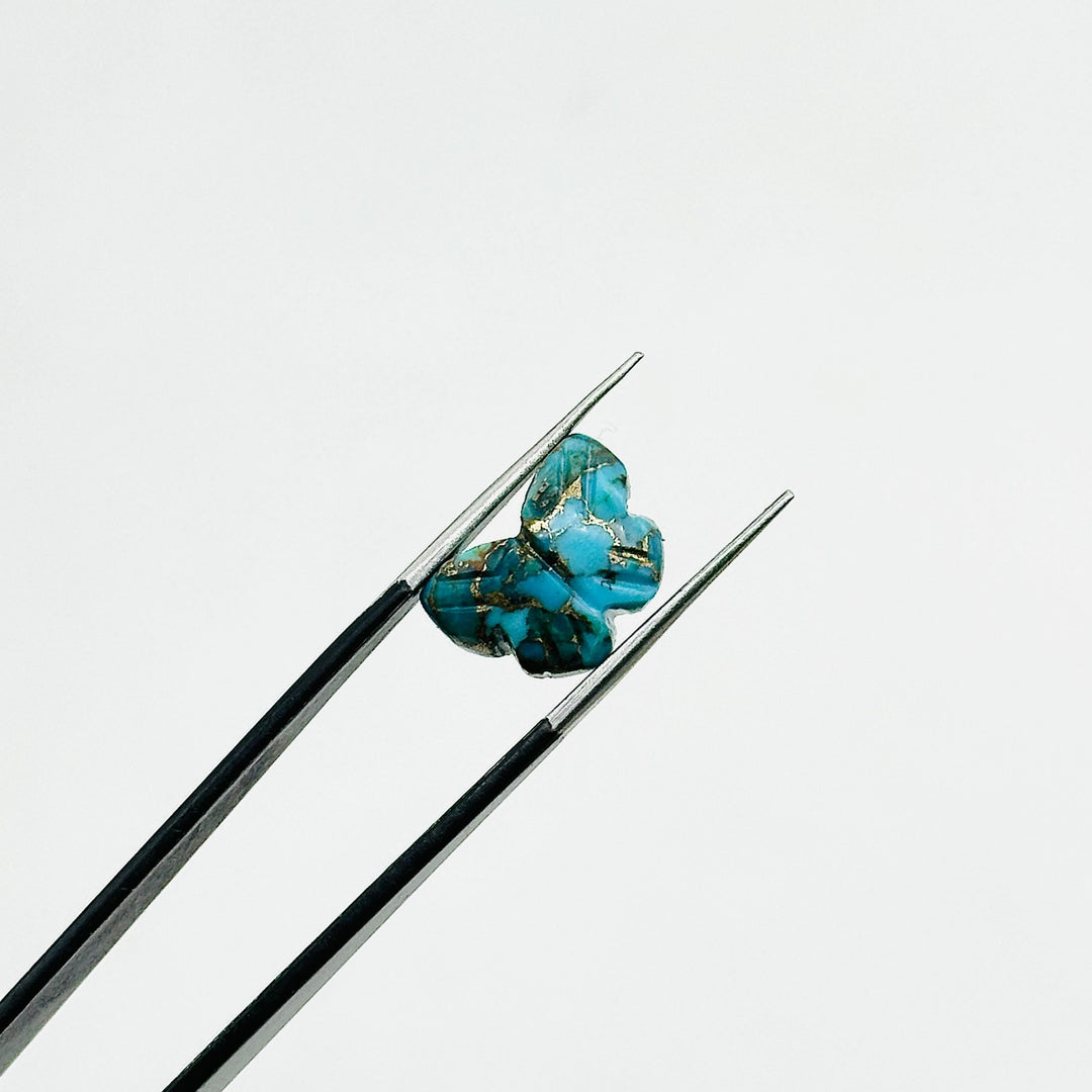 AAA Copper Turquoise Butterfly Shape Beads, Turquoise Hand Carved Butterfly Briolettes, Gemstone Carving Beads, 13 MM Jewelry Making Charms