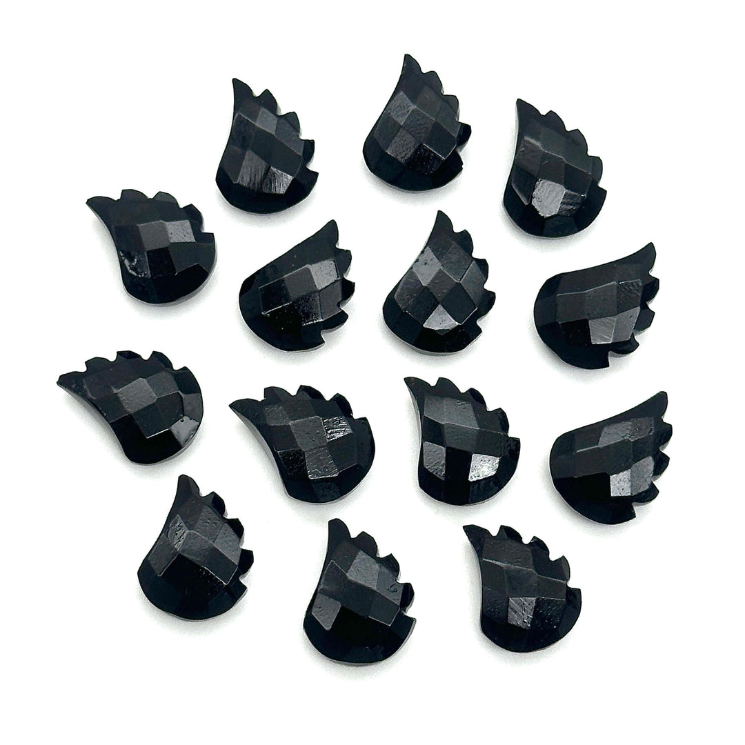 Natural Black Onyx Leaf Shape Beads, Onyx Leaf Shape Briolette's, Faceted Fancy Carvings for Jewelry, 11X15 MM, Wholesale Gemstones