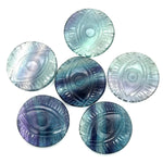 Load image into Gallery viewer, AAA Multi Fluorite Evil Eye Shape Stone, Natural Multi Fluorite Hand Carved Gemstones, 28 MM, Round Evil Eye Carving, Fluorite Charms