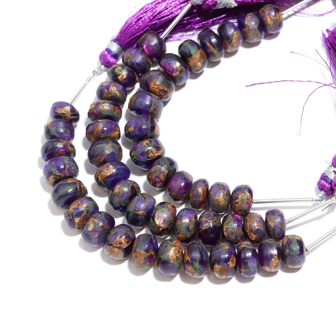 AAA Copper Amethyst Smooth Beads, Copper Amethyst Smooth Rondelle Beads, 9-10 MM Healing Gemstone Beads for Jewelry, Amethyst Loose Beads