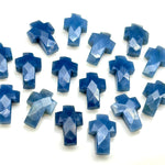 Load image into Gallery viewer, Faceted Blue Opal Cross Beads: Natural Gemstone Charms (15mm)