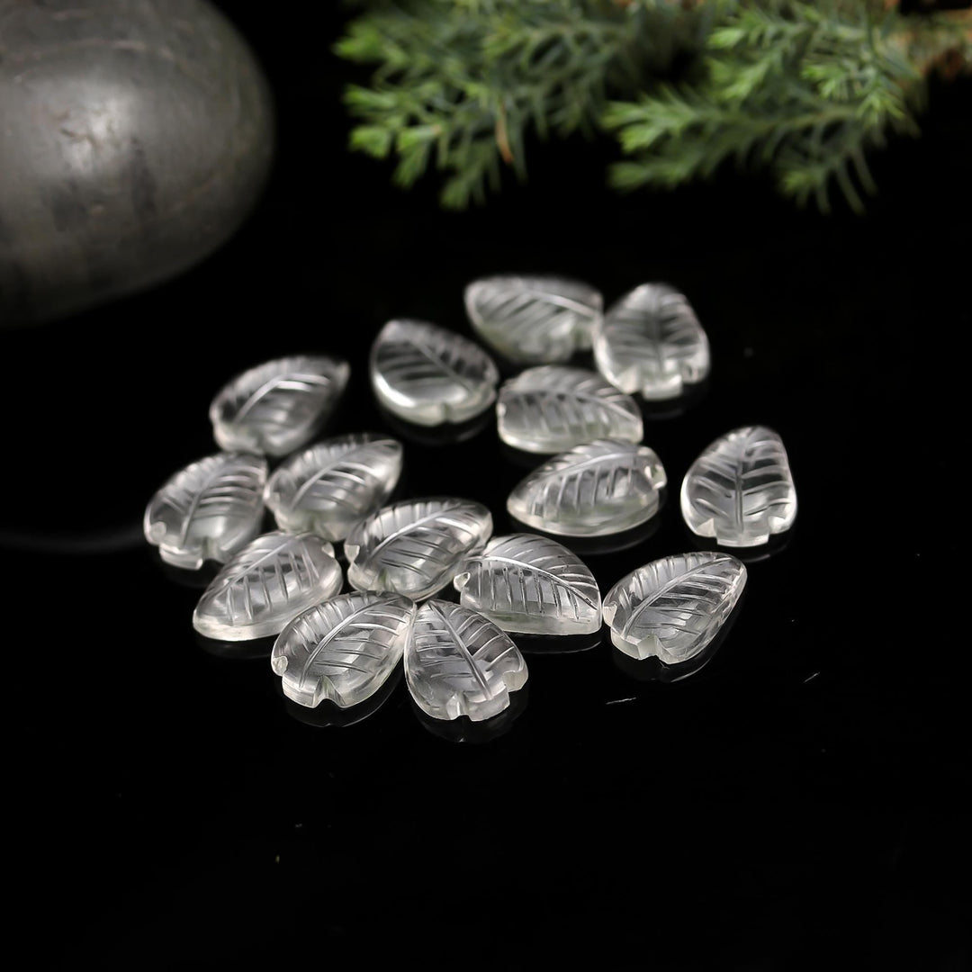 Natural Crystal Quartz Leaf Shape Briolettes, AAA Clear Quartz Leaf Shape Bead, 17 MM Loose Leaf Charms for Jewelry, Gemstone Leaves Beads
