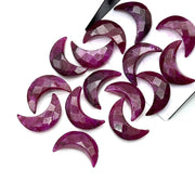 Red Ruby Moon Briolettes: Faceted Gemstone Beads, 17mm