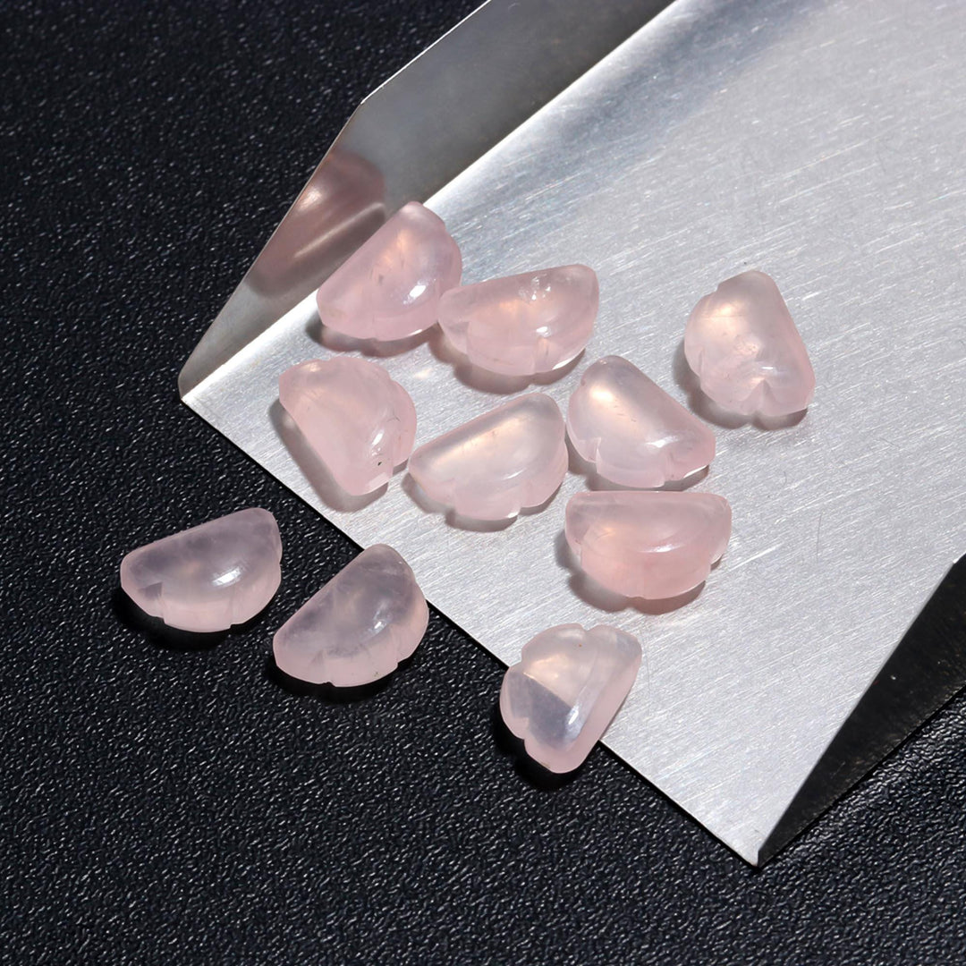Carved Natural Rose Quartz Clouds Shape Beads, Rose Quarz Smooth Cloud Shape Beads, Hand Carved Charms, 12 MM, Loose Carved Briolettes