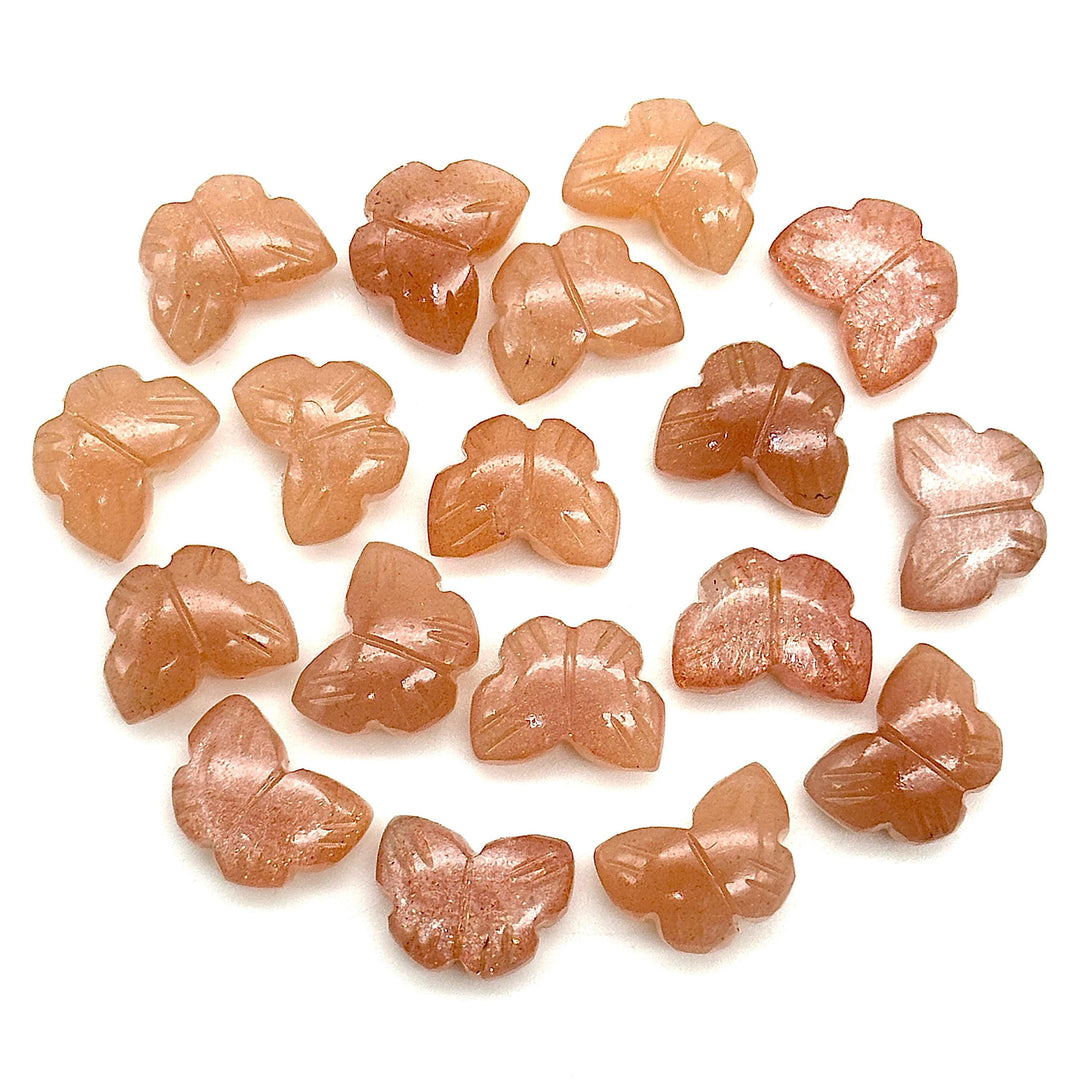 Natural Peach Moonstone Butterfly Shape Beads, Moonstone Hand Carved Butterfly Briolettes, Gemstone Carvings, 13 MM, Loose Butterfly Charms