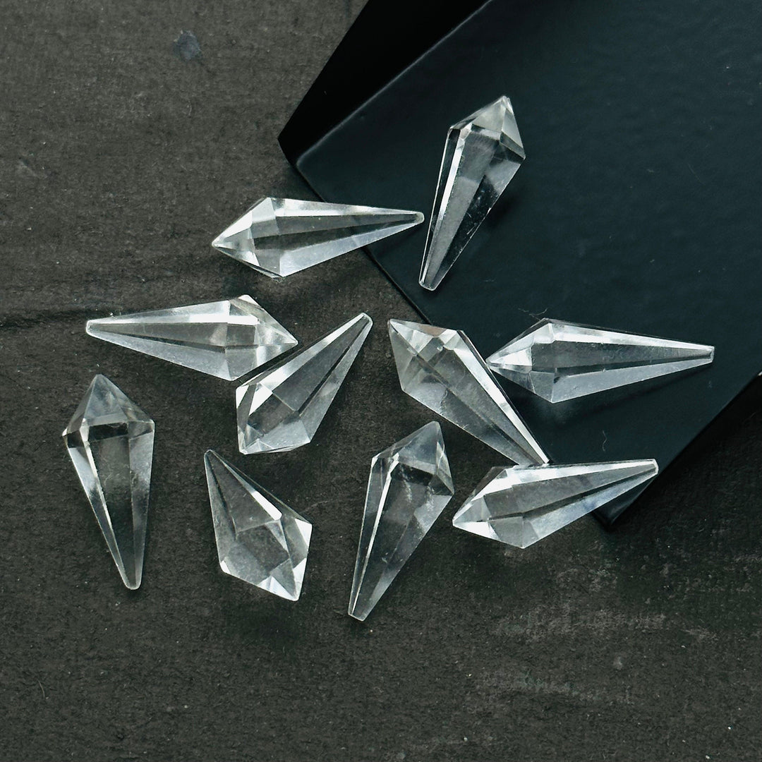 2,3,4,5 pcs 100% Natural crystal quartz Fancy Shape Carved Gemstone, Loose Gemstone, pyramid Shape Gemstone Jewlery, Carved Gemstone 20x7 MM
