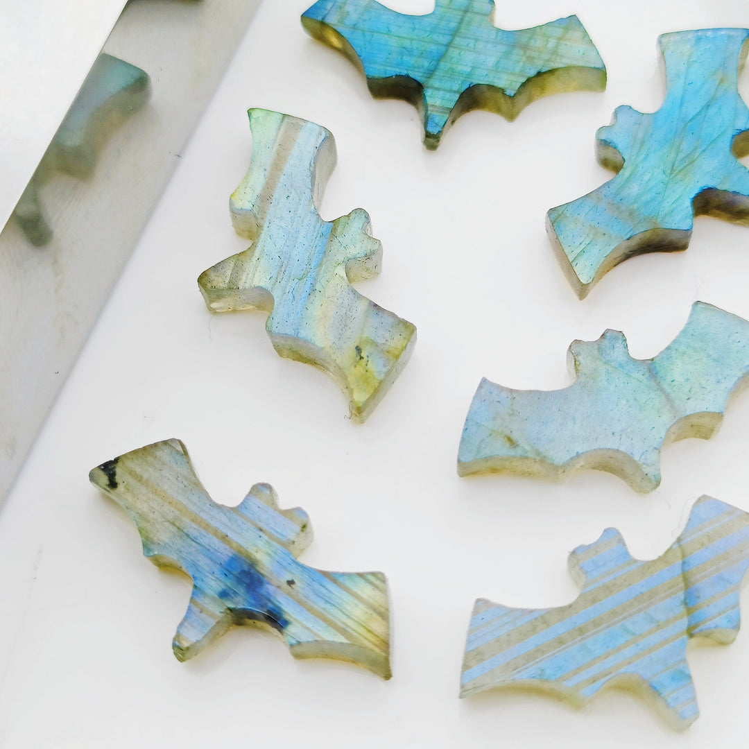 2,3,4,5 Pcs Natural Labradorite Hand Carved Bat Shape, Bat Shape Gemstone For Jewlery, Bat Shape Gemstone, 20X10 mm