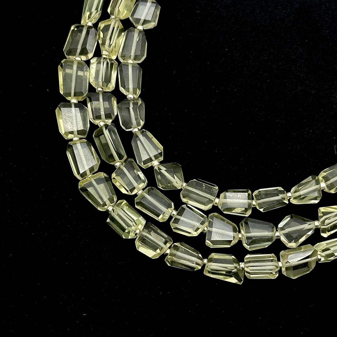 Natural Lemon Quartz Faceted Tumble Shape Gemstone Beads, Lemon Quartz Nuggets Shape Beads, 8" Fancy Wholesale Jewelry Beads, 6X8-7X9 MM