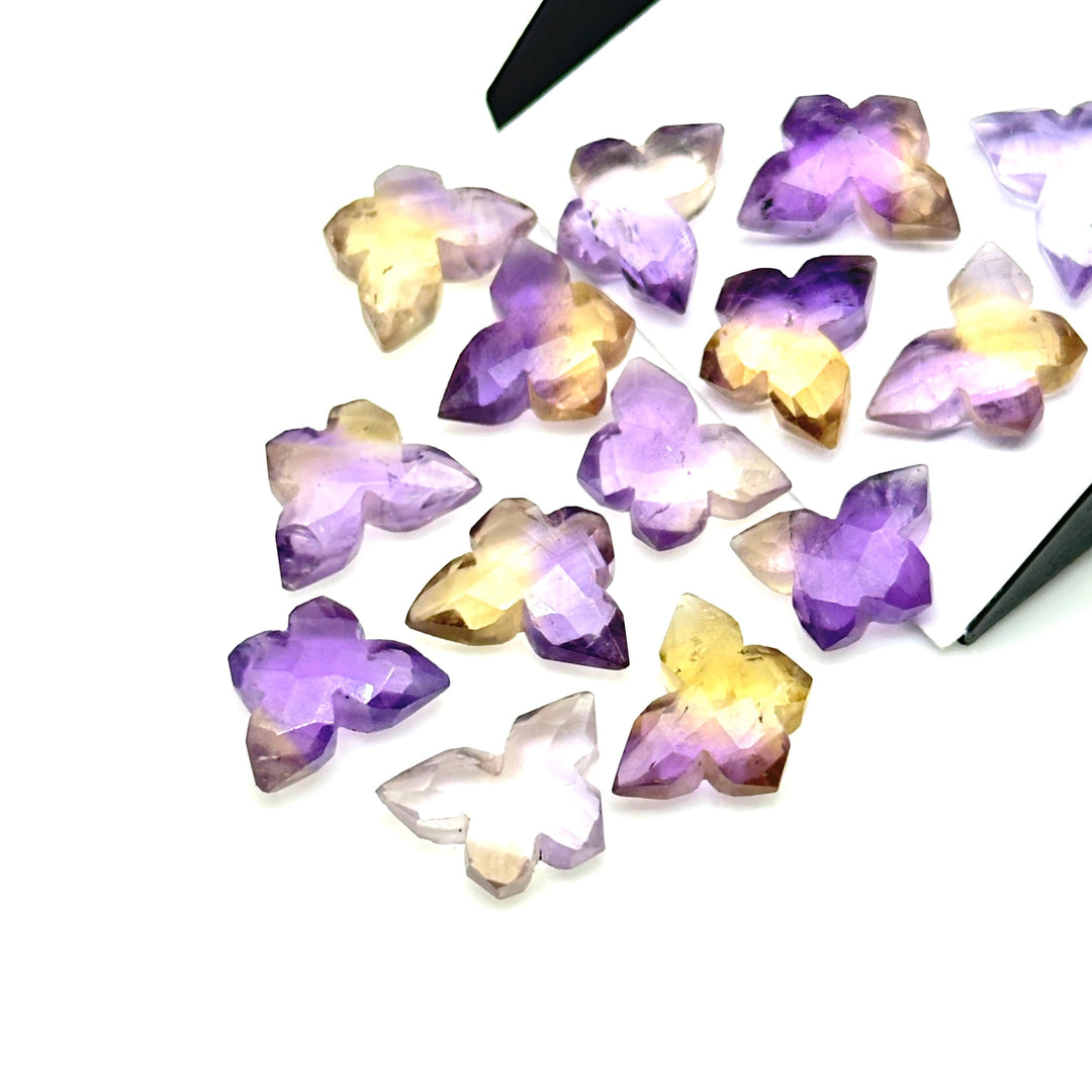 Natural Ametrine Butterfly Shape Beads, Faceted Carving Gemstone Beads, Incest Carving Beads For Jewelry, Butterfly Charms Beads 14x10 MM