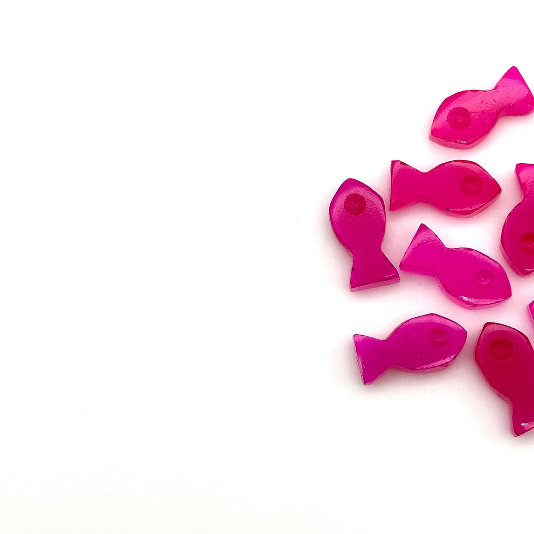 Dazzling Hot Pink Chalcedony Fish Charm Beads, Fancy Fish Shape Carved Gemstone, 7X14 MM Pink Loose Gemstone Fishes For Jewelry Making,