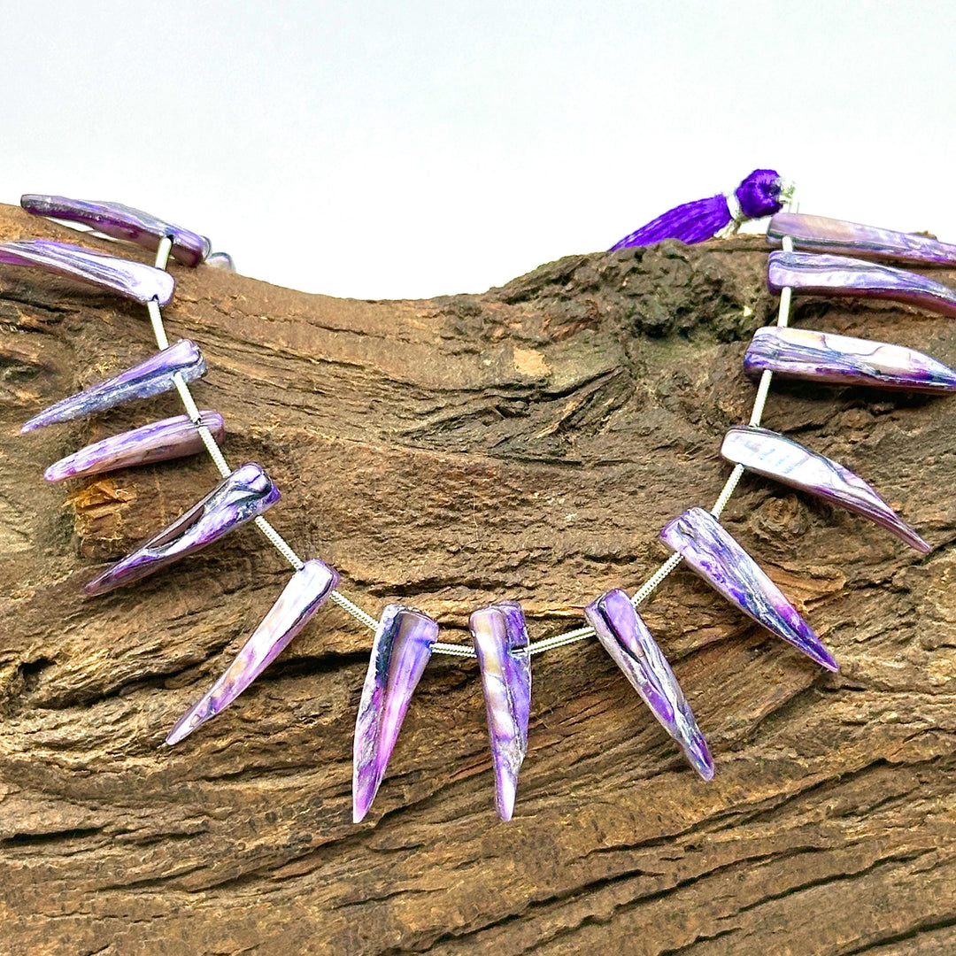 Amazing Long Sea Pearl Beads, Coated Teeth Shape Pearl Gemstone, 26 MM Fancy Jewelry Making Wholesale Beads, Purple Sea Pearl for Diy Craft