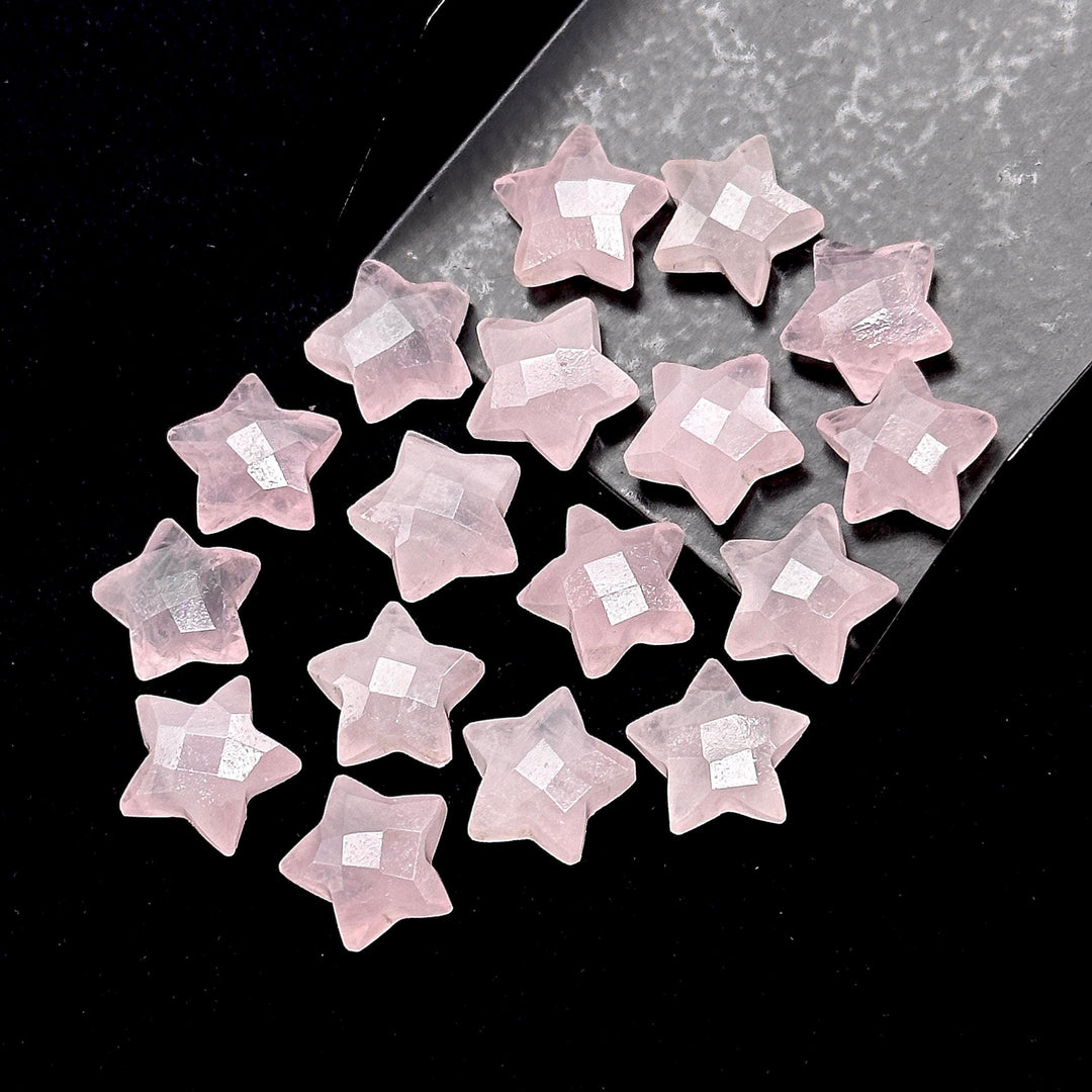 Natural Rose Quartz Star Shape Briolettes, AAA Pink Quartz Faceted Star Charms, Wholesale Loose Beads for Jewelry, 12 MM, Star Crystal Beads
